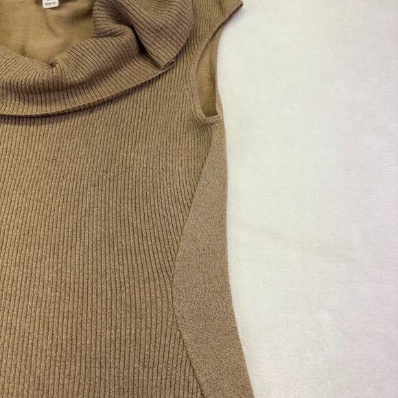 Coldwater Creek Cowl Neck Ribbed Sleeveless Silk Sweater Tunic Camel Size M - Picture 8 of 11